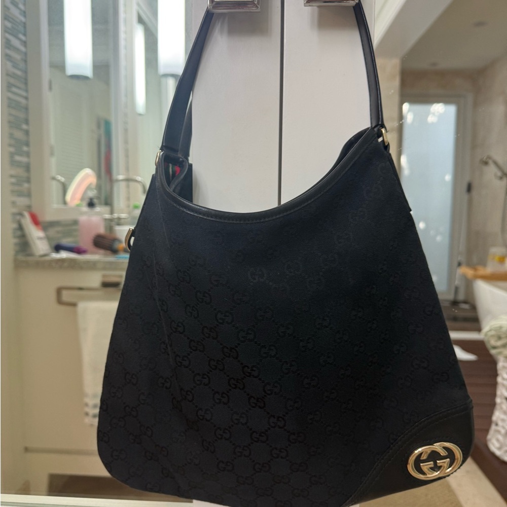 Gucci Black Monogram Shoulder Bag